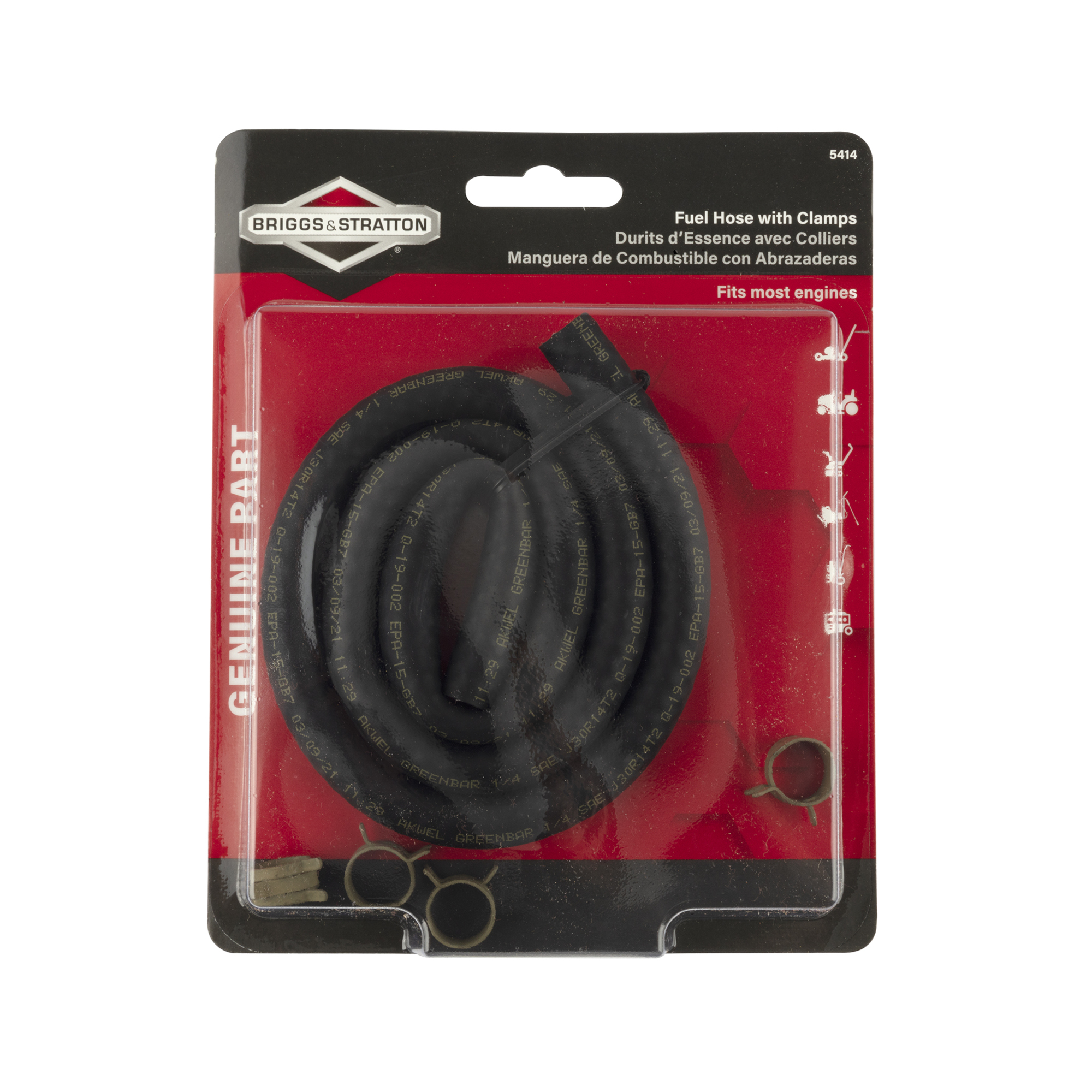 Briggs & Stratton, 25in. Fuel Line with 4 Clamps, Model# 5414K